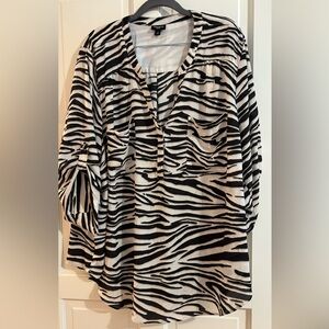 Torrid Women’s Plus HARPER Black and Cream Zebra Print Blouse Sz 3